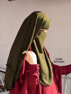 3 Layer Piku Round Niqab (olive)