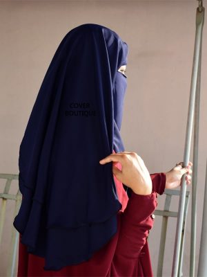 3 Layer Piku Round Niqab (navy blue)