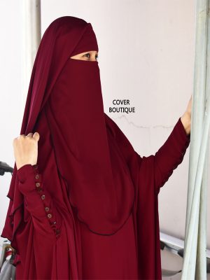 Haramain Jilbab with maroon niqab