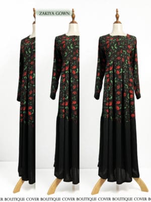 Zakiya Gown (Black Floral)