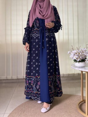 LONG SHRUG DEEP NAVY BLUE PRINT