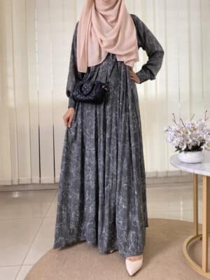 NAFIA GOWN ASH PRINTED