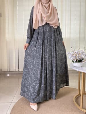 NAFIA GOWN ASH PRINTED