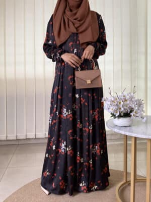 RAFIA GOWN BLACK PRINT