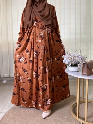 RAFIA GOWN COFFEE PRINT