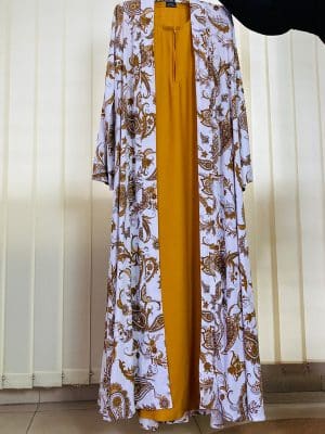 KIMONO MUSTARD PRINT WITH INNER