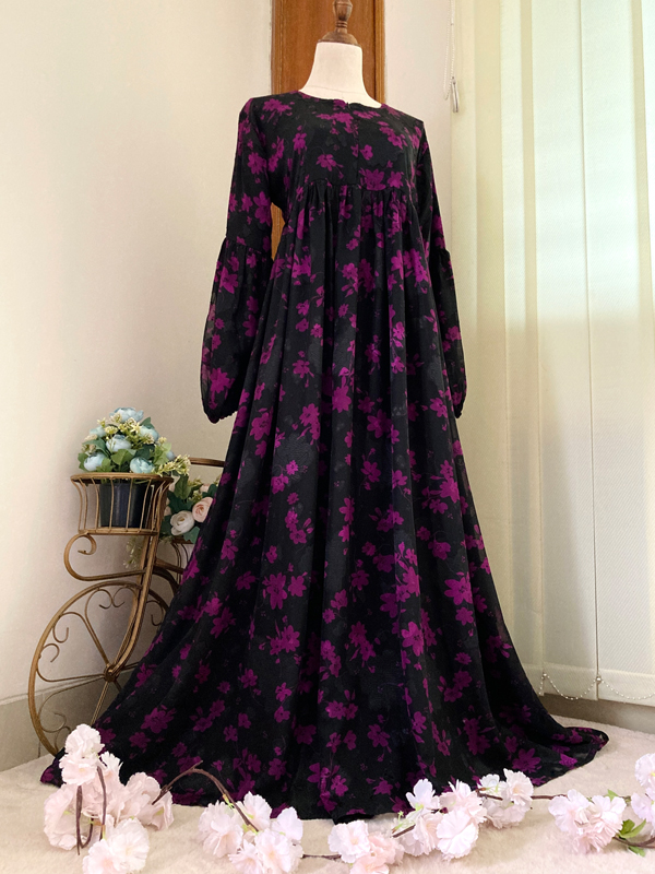 RAWA GOWN BLACK PURPLE