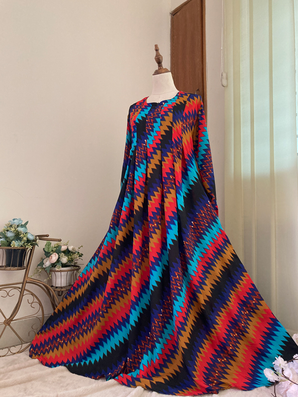 NAFIA GOWN CHEVRON PRINT