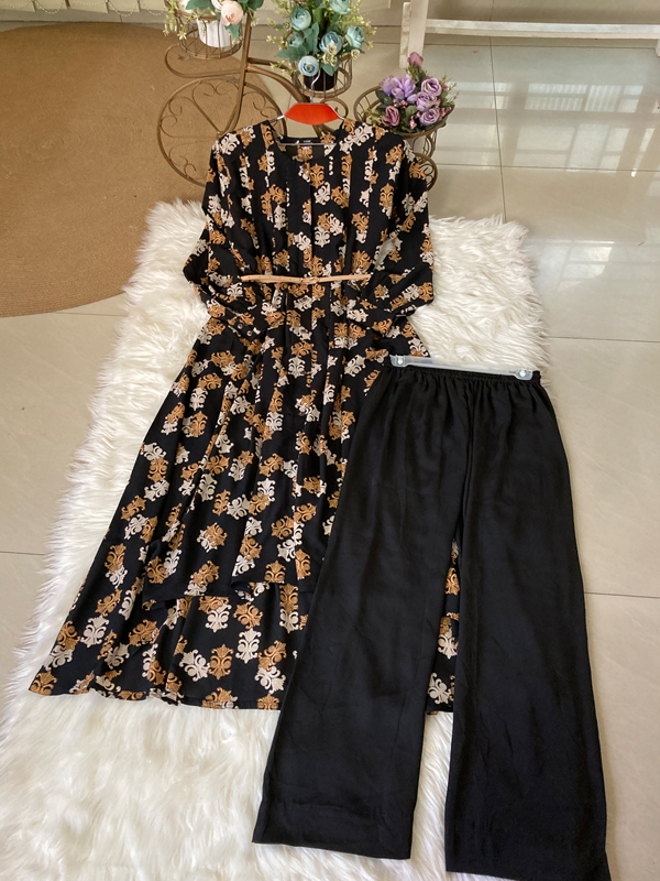 SAHARA TOP AND PALAZZO BLACK BEIGE