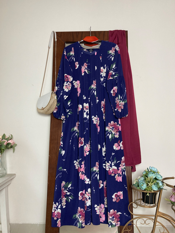 RAZIA GOWN NAVY PRINT