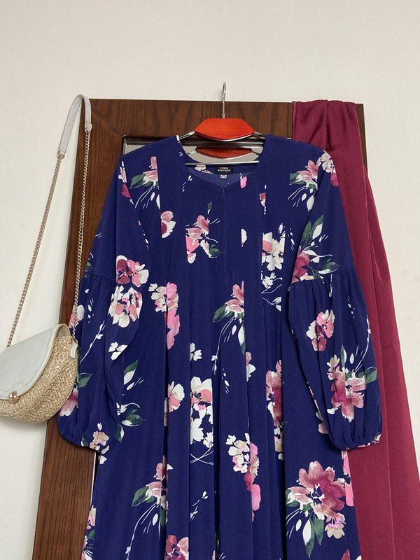 RAZIA GOWN NAVY PRINT