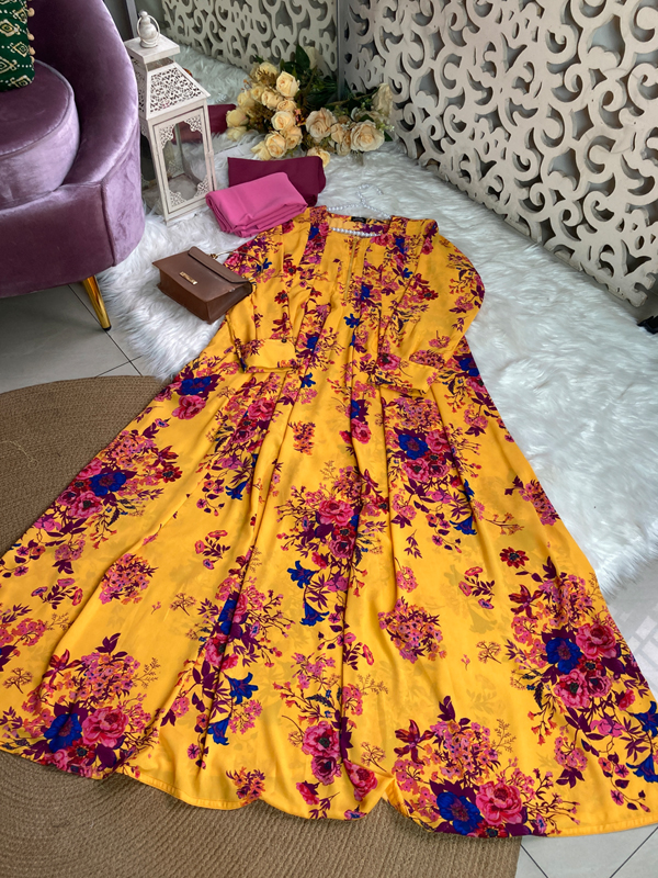 NAFIA GOWN YELLOW PRINT