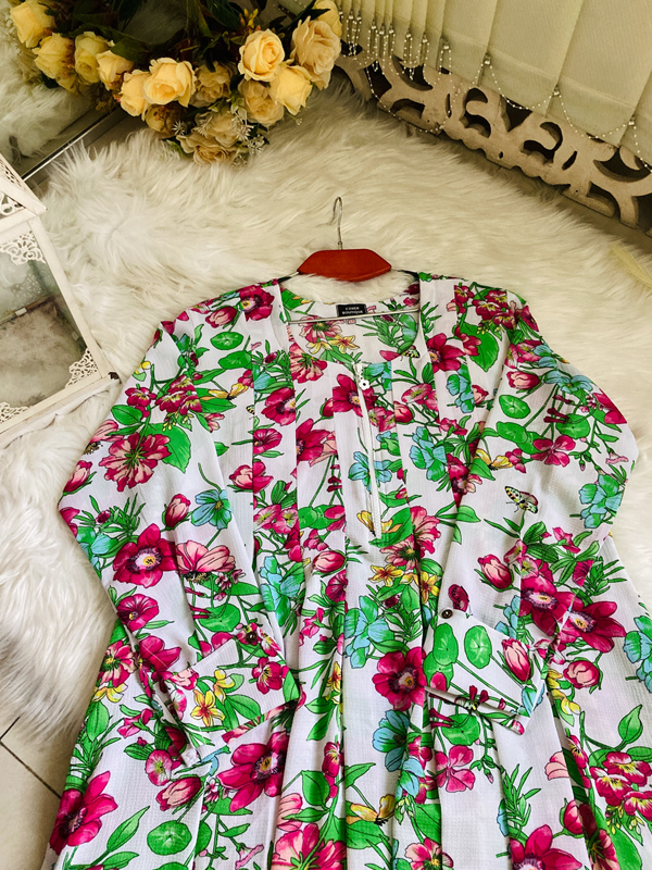 NAFIA GOWN WHITE PRINT