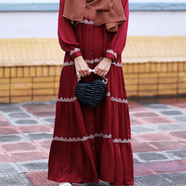 ARIBA GOWN MAROON LACE