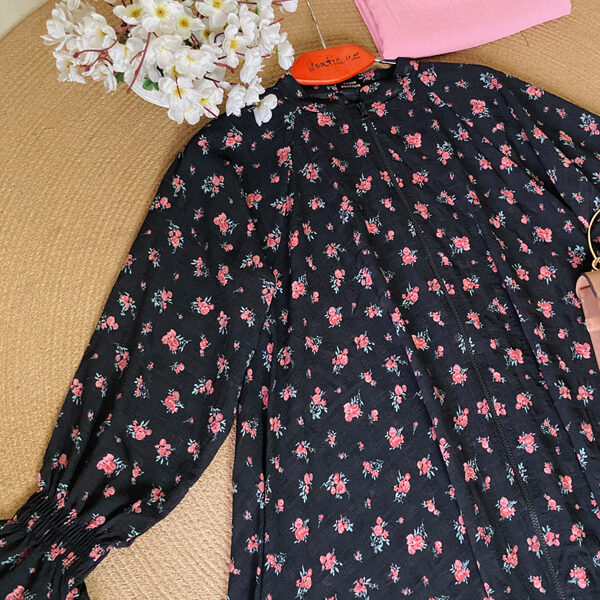 RUBAB ABAYA BLACK FLORAL