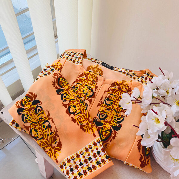 NAZIA TANGERINE PRINT GOWN