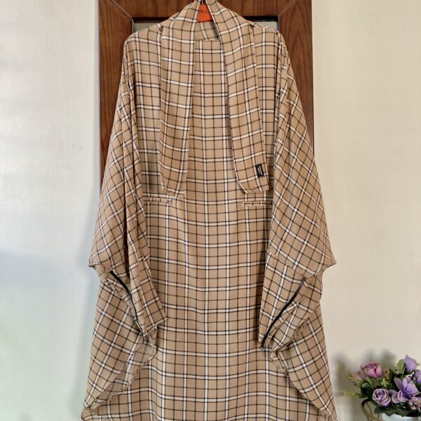 ZIPPER JILBAB CHECKERED BEIGE